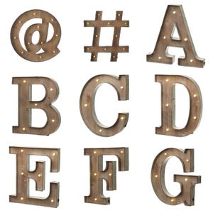 Luces LED gigantes de madera estilo granero rústico XL con letras iluminadas A-Z, y Funciona con pilas/Decoración del hogar/Regalo/Decoración de bodas/Accesorios para fotografías imagen 7