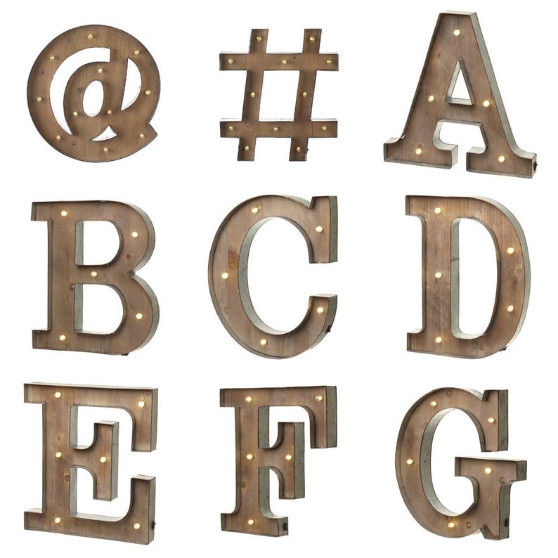 XL Rustic Barn Style Giant Wooden LED Light up Letter Lights Etsy
