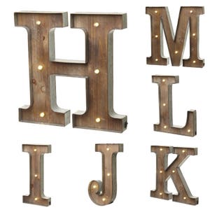 Luces LED gigantes de madera estilo granero rústico XL con letras iluminadas A-Z, y Funciona con pilas/Decoración del hogar/Regalo/Decoración de bodas/Accesorios para fotografías imagen 8