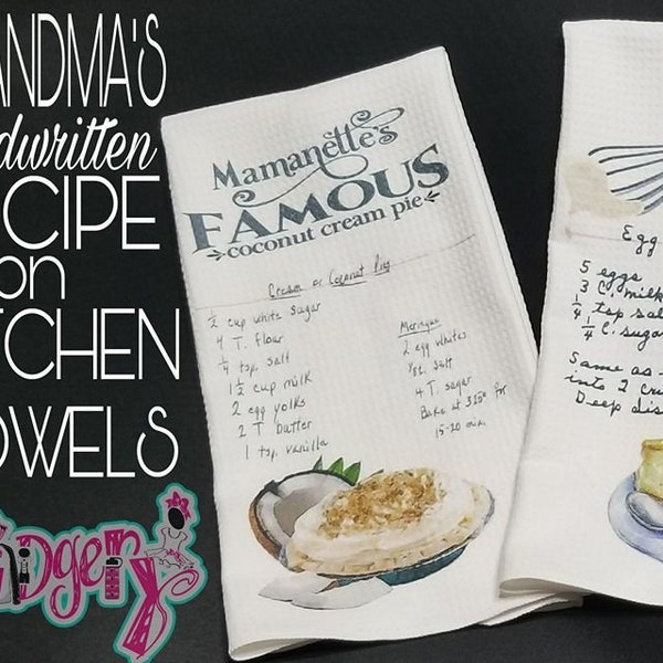 Recipe Towels - Grandma's Recipes Dyed On Waffleweave Microfiber Kitchen Dish Towels