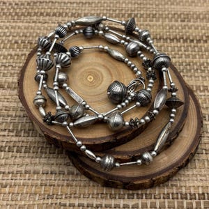Unique native made bench beads necklace. Sterling.