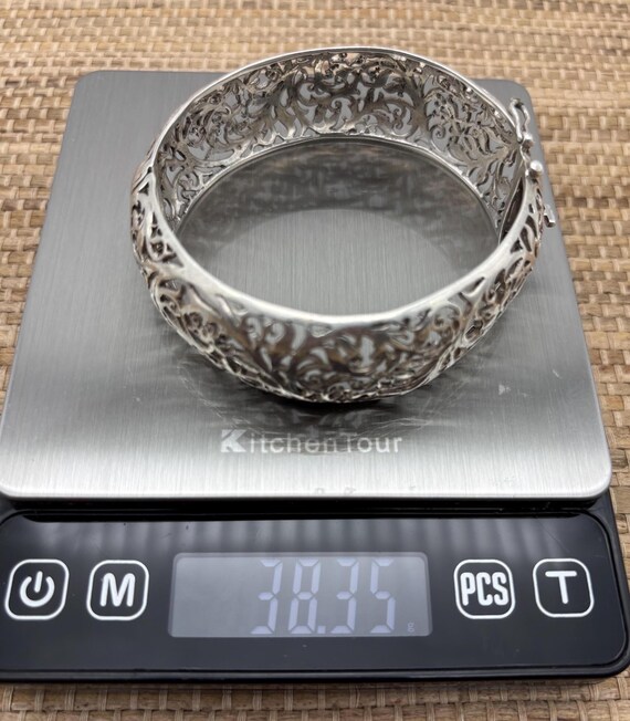 Hand made sterling scroll hinged bangle bracelet - image 5