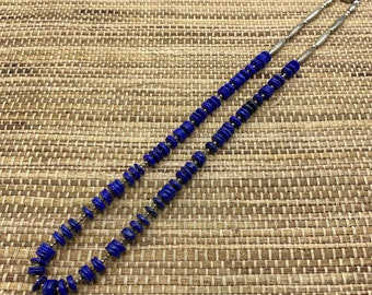 Lapis disc bead and vintage sterling bead necklace