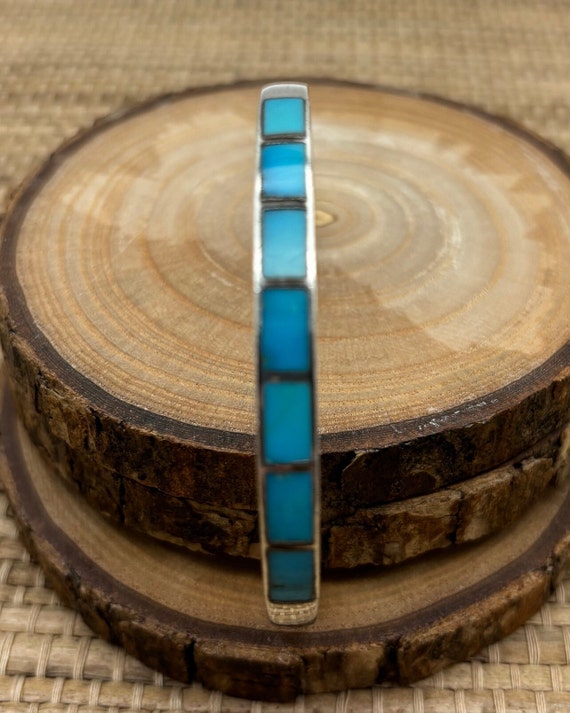 VTG turquoise inlay sterling cuff bracelet