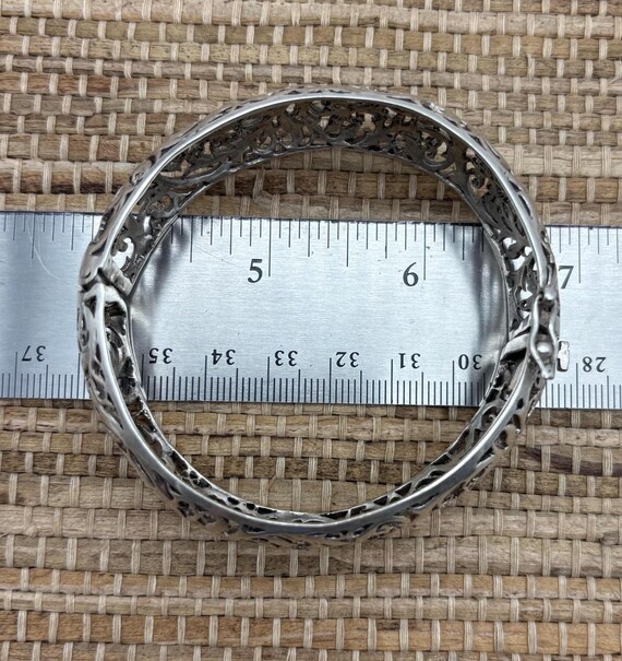 Hand made sterling scroll hinged bangle bracelet - image 8
