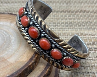 Vintage Handmade Sterling Silver Navajo Cuff by Artist Wilbur