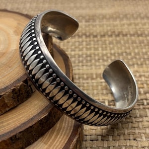 Vintage artist signed B Webb native sterling cuff.