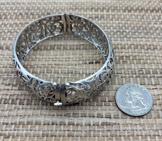 Hand made sterling scroll hinged bangle bracelet - image 6