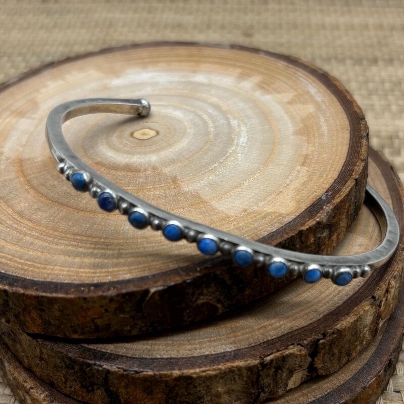 Roped Denim Blue Lapis Golden Link Bracelet