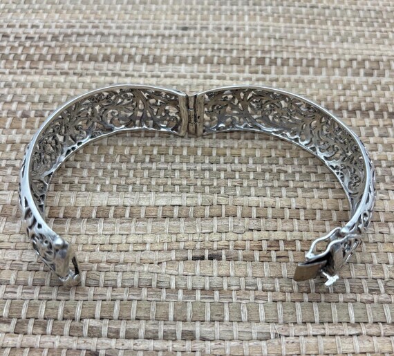 Hand made sterling scroll hinged bangle bracelet - image 7