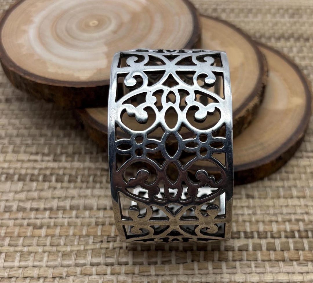 Wide Scroll Wide and Heavy Sterling Wide Scroll Cut Out Detail Cuff - Etsy