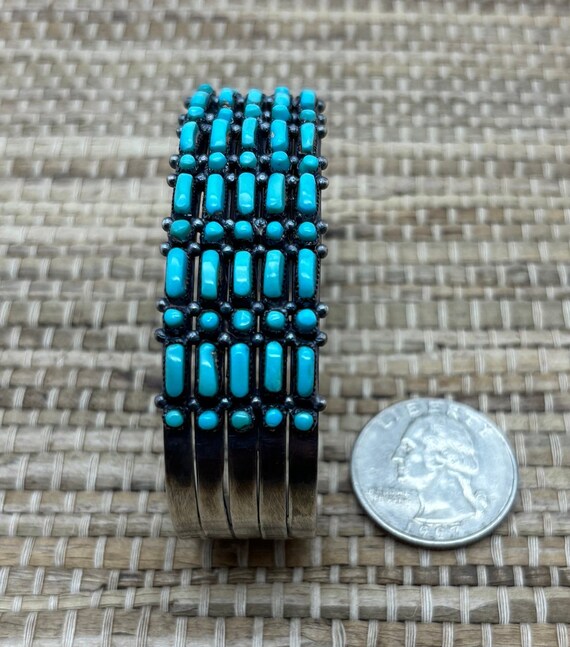 Vintage wide 5 row petit point turquoise and ster… - image 7