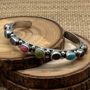 Gorgeous Southwestern multi stone and sterling cuff