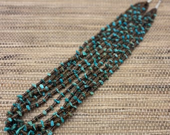 Vintage turquoise nugget and pen shell heshie native 5 strand necklace