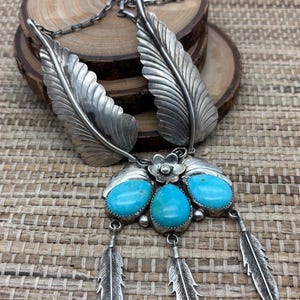 VTG native southwest Kingman mine turquoise and sterling necklace