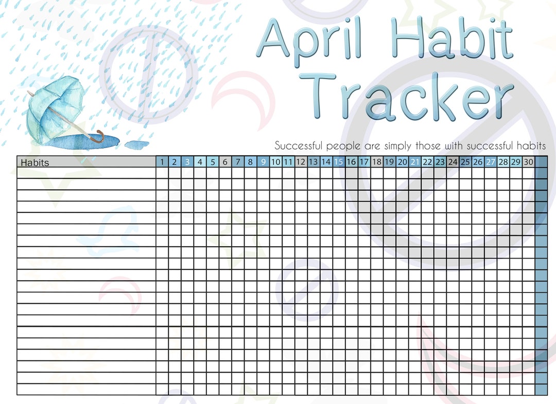 April Habit Tracker, Goal Planner, Bullet Orginizer - Etsy