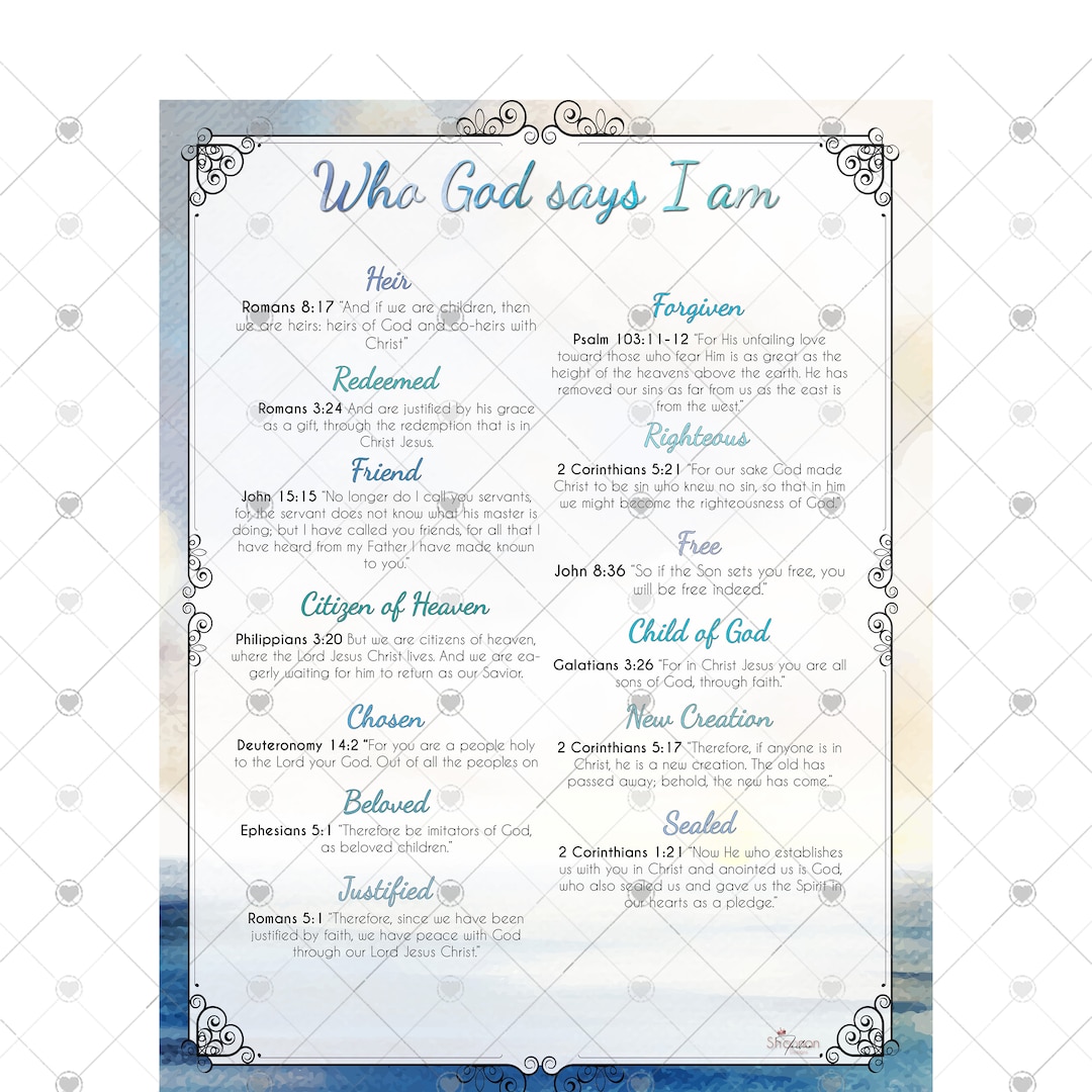 Who God Says I Am, Who I Am in Christ, Faith Scripture, Christian