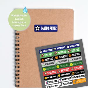 Personalized Waterproof Back-to-School Labels | Custom Name stickers | School Folder, Binder and Notebook organization | 27 labels per sheet