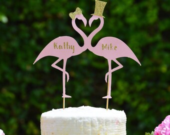 flamingo wedding cake topper
