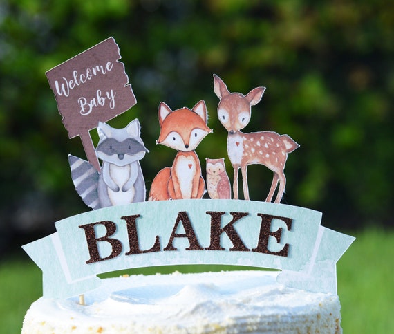 Woodland Cake topper,Fox Cake Topper,Woodland Baby Shower,Ready to ship in 1-3 business days Il_570xn