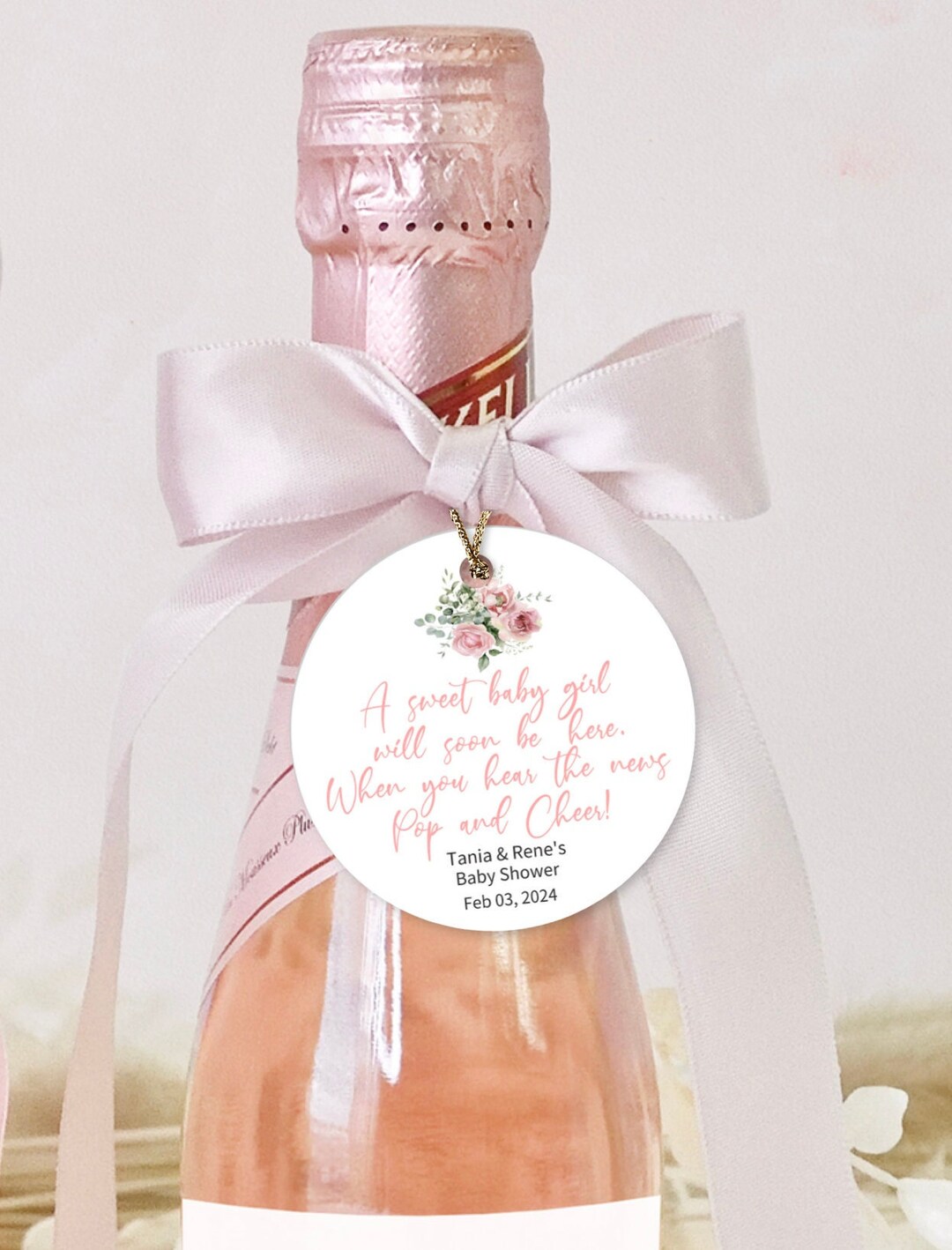 Mini Champagne Bottle Baby Shower Favor Tags,custom Pop the Bubbly Tags