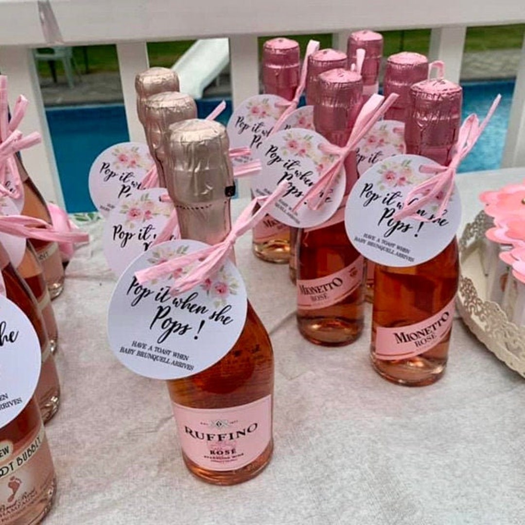 Champagne Baby Shower Favor Tags,pop It When She Pops Personalized