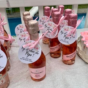 Champagne baby shower favor tags,Pop it when she Pops personalized favor tags ,custom pop the bubbly tags,Mini champagne favor tag Printed image 1