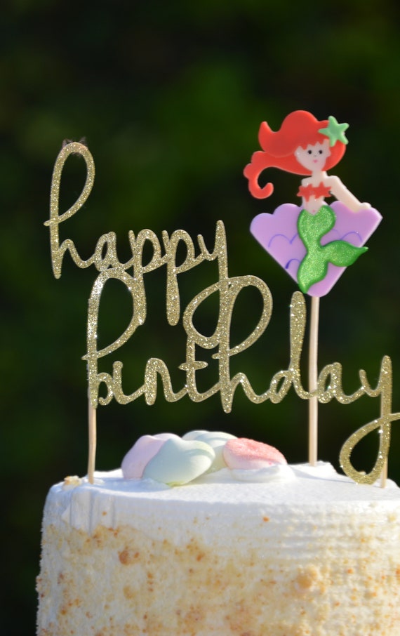 Mermaid Cake Topper Happy Birthday Mermaid Cake Topper Ariel Cake