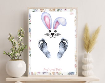 My First Easter,Easter Footprint keepsake,Footprint hand print art,Baby' First Easter,Kids Easter craft,EDITABLE template,EA02