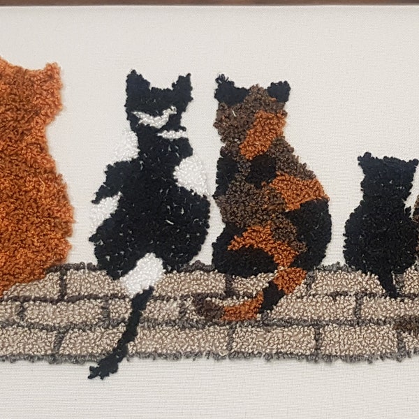Cats Punch Needle Embroidery KIt
