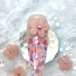 Acrylic Cherry Blossom Nail Charms, Nail Art supplies, craft supplies, handmade rose charms, gift for nail tech