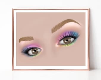 Makeup artist art print, beauty illustration, girly fashion illustration, home decor, bedroom wall art