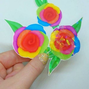 Holografische regenboogroos Glanzende vinylstickers, toetsenbordsticker, spiegelstickers, holografische bloemstickers