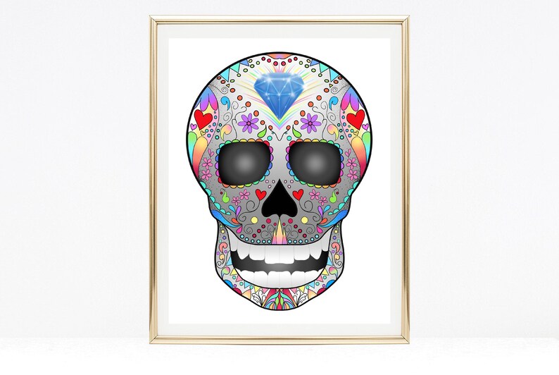 Sugar Skull Art Print Halloween Art Home Decor Dia De Los Muertos Tattoo Art Print A4 Wall Art Print Skull Decor Bedroom Decor