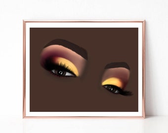Makeup eyelash art print, beauty illustration print, fashion illustration, bedroom wall art, makeup artist, girly illustration