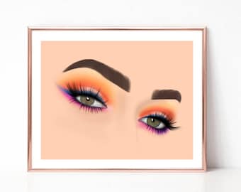 Manny Mua, makeup art, beauty illustration, fashion illustration, art print, makeup artist, home decor, girly illustration, A4 print