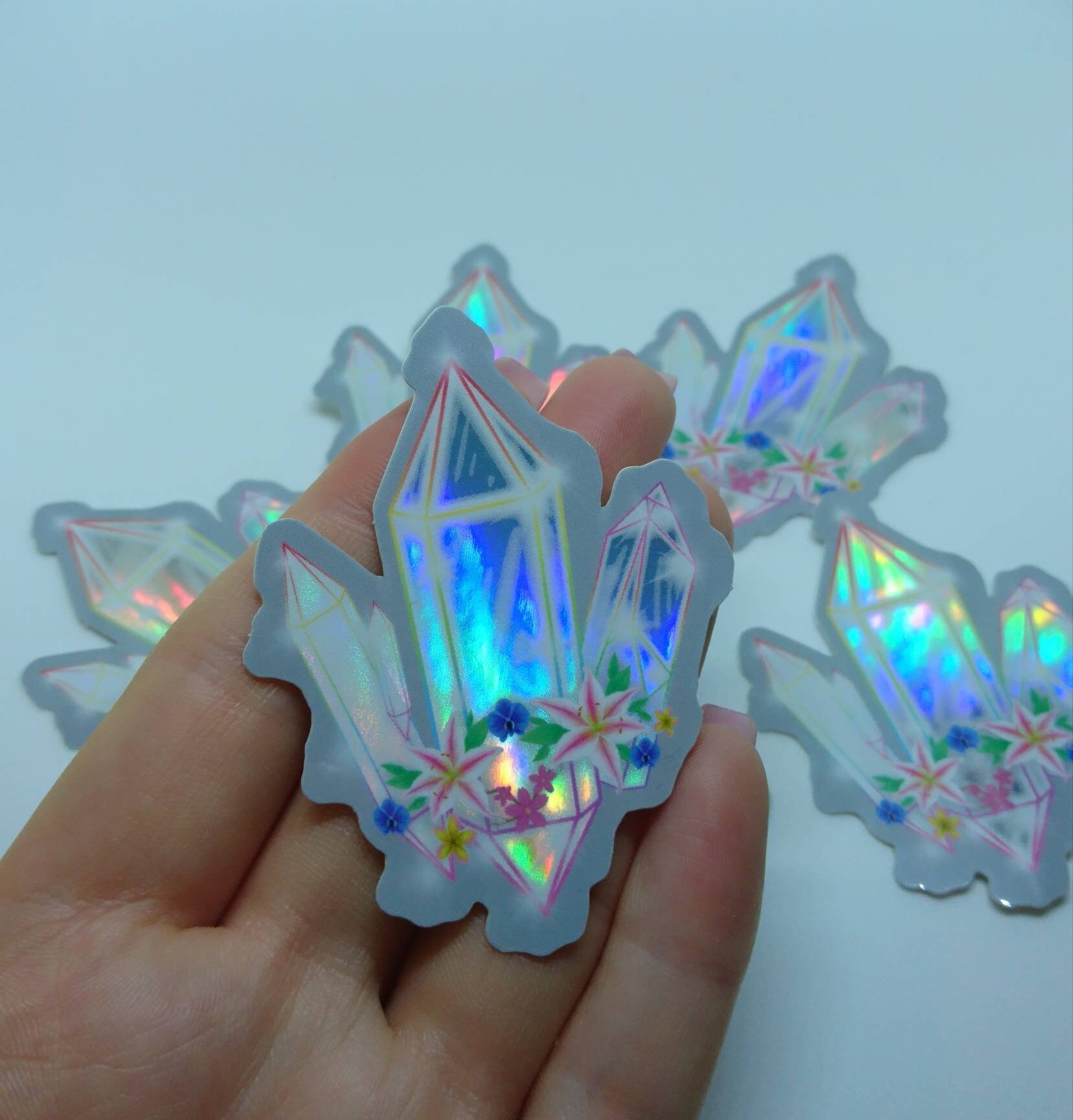 Holographic Rainbow Aurora Quartz Crystal Vinyl Sticker Etsy