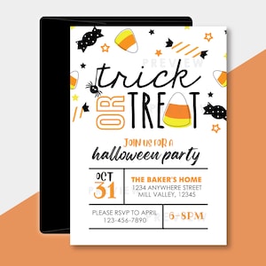 Halloween Trick or Treat Invitation - Editable | Halloween Party Invite