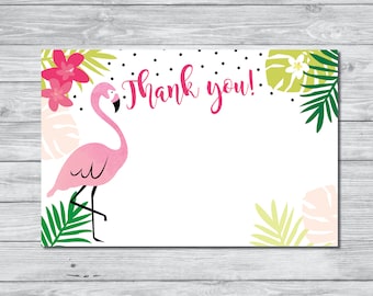 Flamingo Thank you Card, Instant Download Thank You Card, Printable Thank You Card