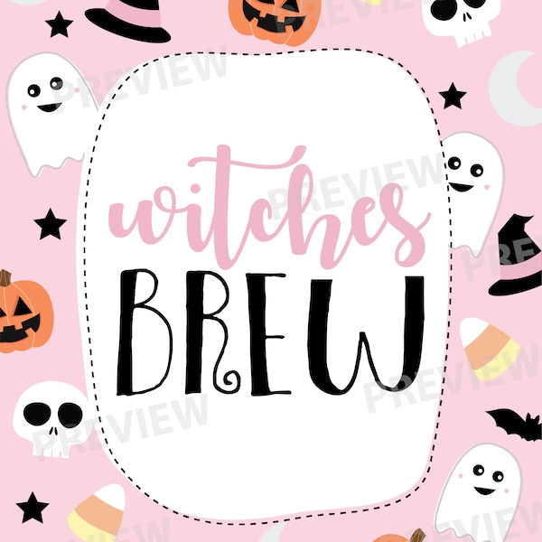 Halloween Printable, Hot Chocolate Sign, Witches Brew Printable, Halloween Hot Chocolate Bar Printable, Halloween Coffee Bar Sign