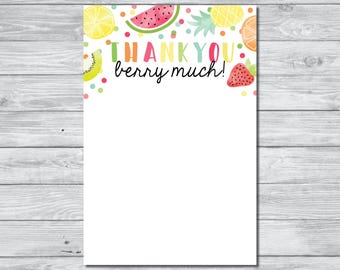 Tutti Frutty Thank You Card, Instant Download Thank You Card, Printable Thank You Card