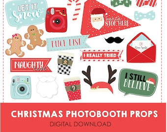 Christmas Photo Booth Props, Christmas Photobooth Props, Digital Download