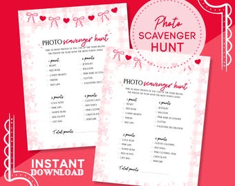 Valentine’s Day Photo Scavenger Hunt, Party Printable Game, Galentine's Day Activity, Girls Night or Date Night