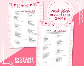 Valentine's Chick Flick Bucket List, Galentine's Party Game, Chick Flick Bucket List Game, Girl's Night Movie Game