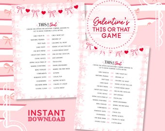 Galentine’s Day This or That Game, Valentine’s Day Printable, Girls Night Party Activity, Fun Friendship Game