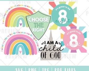 Digital Baptism Stickers | LDS Baptism Gift | Digital Baptism Clip Art