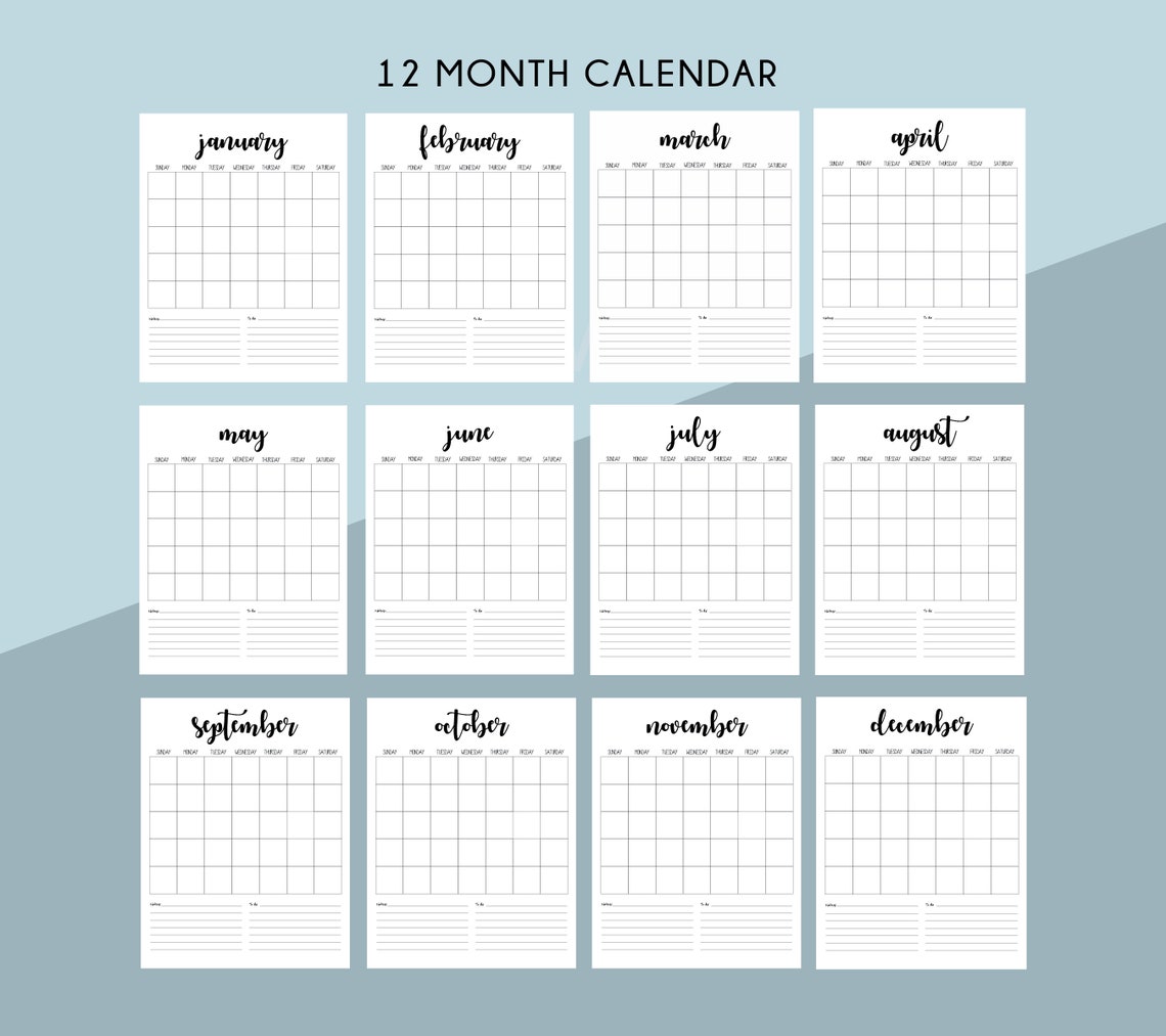 Blank Monthly Printable Calendar, Printable Calendar, Monthly Calendar ...