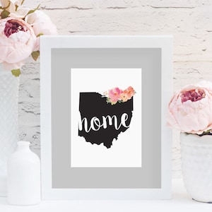 Ohio State Print, Ohio Map, Wall Art, Digital Print, Map Art, State Printable