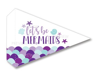 Let's Be Mermaids, Printable Mermaid Pennant Flag, Mermaid Birthday Party Decoration, Mermaid Pennant, Mermaid Party, Mermaid Decoration