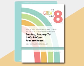 Great to be 8 Invitation , Editable Invitation , 8th Birthday Invitation , Primary Invitation